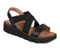 Pavers Women's Slip On Chunky Sandals in Black - Casual Open Toe Shoes with Elasticated Cross Strap - Ladies Summer Footwear - Size UK 4 / EU 37