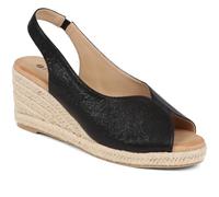 Pavers Women's Slip On Espadrilles in Black - Open Toe Shoes with Elasticated Inserts and Padded Footbed - Casual Summer Footwear - Size UK 7 / EU 40