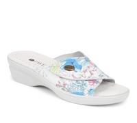 Pavers Women's Slip On Sandals in Floral Leather with Low Wedge Heel - Lightweight Casual Open Toe Shoes - Ladies Summer Footwear - Size UK 7 / EU 40