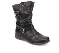 Pavers Women's Slouch Mid Calf Boots in Black - Knee High Long Shoes with Wide Fit - Zip Fastened Comfortable Ladies Footwear - Size UK 6 / EU 39