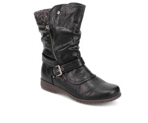 Pavers Women's Slouch Mid Calf Boots in Black - Knee High Long Shoes with Wide Fit - Zip Fastened Comfortable Ladies Footwear - Size UK 6 / EU 39