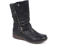 Pavers Women's Slouch Mid Calf Boots in Navy - Knee High Long Shoes with Wide Fit - Zip Fastened Comfortable Ladies Footwear - Size UK 5 / EU 38