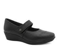 Pavers Women's Smart Leather Touch Fasten Mary Janes Shoe in Black | Size: 4