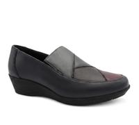 Pavers Women's Smart Leather Wedged Slip On Shoes in Navy | Size: 6