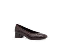 Pavers Women's Smart Patent Block Heel Court Shoes in Dark Brown | Size: 5
