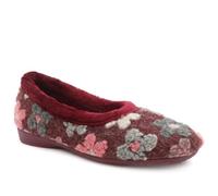 Pavers Womens Soft Floral Full Slippers Burgundy Multi Size 6