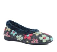 Pavers Soft Floral Full Slippers - Navy Multi Size 6