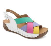 Pavers Womens Strappy Buckled Leather Sandals White Multi Size 6