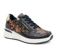 Pavers Womens Stylish Zip & Lace Wedge Trainers Navy Patent Size 5