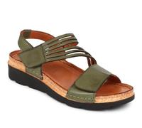 Pavers Women's Touch Fasten Sandals in Olive Leather with Cushioned Insole - Lightweight Casual Open Toe Shoes - Summer Footwear - Size UK 6 / EU 39