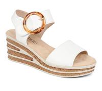 Pavers Women's Touch Fasten Sandals in White with Wedge Heel - Casual Open Toe Faux Leather Shoes - Ladies Summer Footwear - Size UK 6 / EU 39