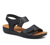 Pavers Women's Touch Fastening Flat Sandals in Black - Sling-Back & Open Toe Silhouette - Microsuede Shoes - Ladies Footwear - Size UK 3 / EU 36