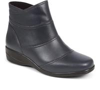 Pavers Women's Wedge Ankle Boots in Navy Leather - Comfortable Classic Shoes with Inside Zip - Wide Fit Ladies Casual Footwear - Size UK 7 / EU 40