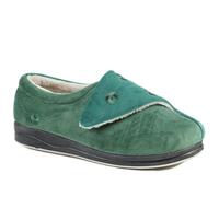 Pavers Womens Wide Fit Adjustable Slippers in Green - Comfortable Antibacterial Slippers - Touch Fastening & Cushioned Insole for Everyday Comfort