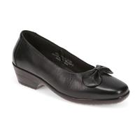Pavers Wide Fit Bow Detailed Leather Pumps - Black Size 7