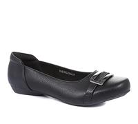 Pavers Ladies Wide Fit Slip-On Pump in Black - Durable Easy Clean Faux Leather - Supportive Lightweight Sole for Everyday Elegance - Size UK 6 / EU 39