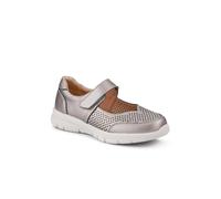 Pavers Wide Fit Chunky Leather Mary Janes - Pewter Size 8