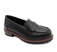 Pavers Womens Wide Fit Chunky Sole Penny Loafers Black Size 7