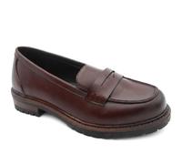 Pavers Womens Wide Fit Chunky Sole Penny Loafers Burgundy Size 6
