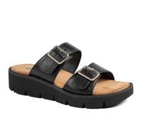 Pavers Wide Fit Cushioned Buckled Sandals - Black Size 5