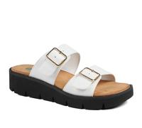 Pavers Women's Wide Fit Cushioned Buckled Sandals in White | Size: 3 Pavers White 3