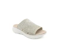 Pavers Women's Wide Fit Diamante Cushioning Mule Sandals in Beige | Size: 7 Pavers Beige 7