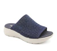 Pavers Wide Fit Diamante Cushioning Mule Sandals - Navy Size 5