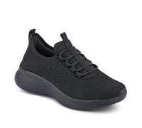 Pavers Womens Wide Fit Easy Step in Bungee Lace Trainers Black Size 8