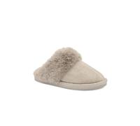 Pavers Women's Wide Fit Fur Slippers Flat in Beige | Size: 7
