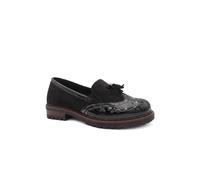 Pavers Women's Wide Fit Heeled Moccasins in Black | Size: 5