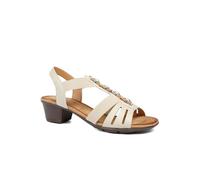 Pavers Women's Wide Fit Jewelled Cuban Heel Sandals in Beige | Size: 4 Pavers Beige 4
