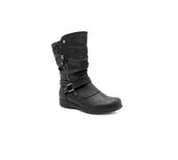 Pavers Women's Wide Fit Knitted Cuff Zipped Slouch Boots in Black | Size: 5