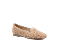 Wide Fit Laser Cut Slip On Shoes - Beige Size 4