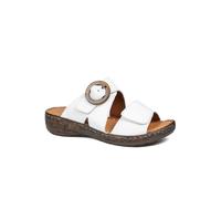 Pavers Women's Wide Fit Leather Adjustable Fasten Sandals in White | Size: 5 Pavers White 5