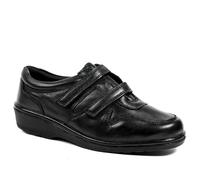 Wide Fit Leather Adjustable Fit Shoes - Black Size 7.5