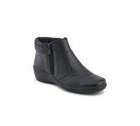 Pavers Wide Womens Wide-Fit Leather Lightweight Ankle Boots Black Size 8