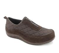 Pavers Womens Wide Fit Leather Slip-On Shoes with Zip Fastening Chocolate