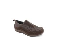 Pavers Women's Wide Fit Leather Slip-On Shoes With Zip Fastening in Brown | Size: 7