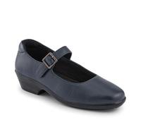 Pavers Women's Wide Fit Leather Touch-Fasten Mary Janes in Navy | Size: 5 Pavers Navy 5