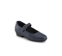 Pavers Women's Wide Fit Leather Touch-Fasten Mary Janes Shoe in Navy | Size: 4