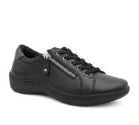 Pavers Womens Wide Fit Leather Zip & Lace Casual Trainers Black Size 9