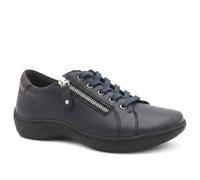 Pavers Womens Wide Fit Leather Zip & Lace Casual Trainers Navy Size 7