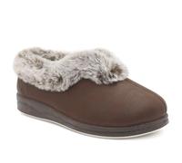 Pavers Womens Wide Fit Memory Foam Cosy Slippers Chocolate Size 3
