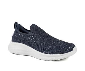 Pavers Womens Wide Fit Memory Foam Easy Step in Trainers Navy Size 9