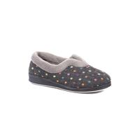 Pavers Ladies Wide Fit Polka Dot Slippers in Dark Grey with Memory Foam and Anti-Odour Treatment Women Fluffy Inner Lining Shoes - Size UK 5/EU 38