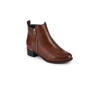 Pavers Womens Wide Fit Smart Zip Up Ankle Boots Tan Size 5