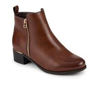 Pavers Womens Wide Fit Smart Zip Up Ankle Boots Tan Size 5