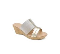 Pavers Wide Fit Stretchy Mule Sandals - Gold Size 4