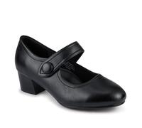 Pavers Wide Fit Touch-Fasten Heeled Mary Janes - Black Size 7
