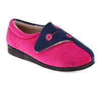 Pavers Womens Wide Fit Warm Antibacterial Slippers Navy Raspberry Size 8